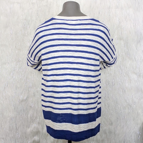 Madewell | Blue & Cream Striped Slub Knit Sweater - Picture 4 of 6